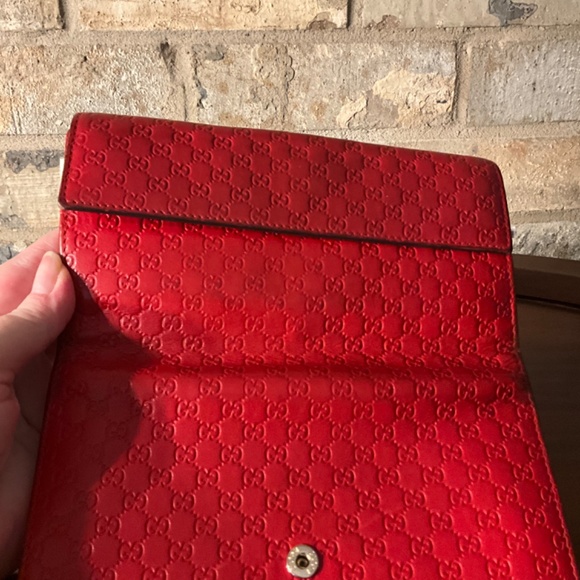 AUTHENTIC GUCCI RED LEATHER CONTINENTAL WALLET - Picture 8 of 15